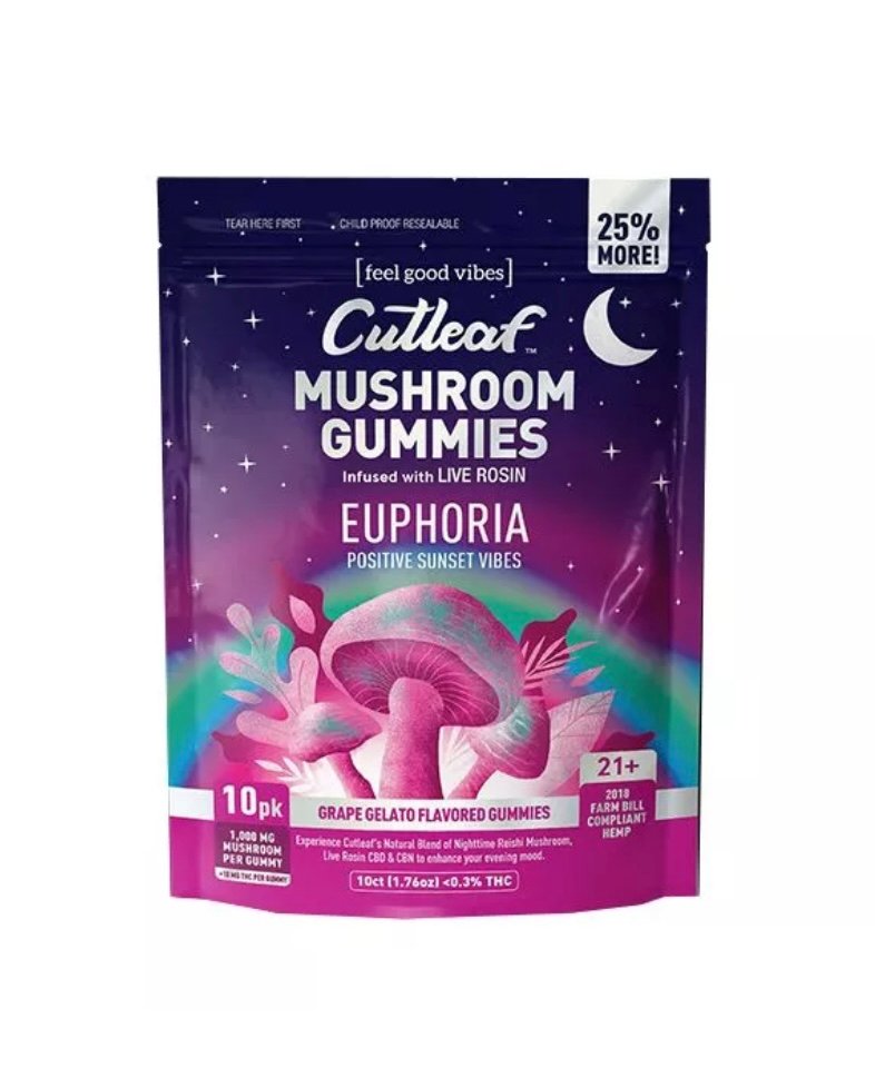 CUTLEAF EUPHORIA LIVE ROSIN MUSHROOM GUMMIES 1000MG 10CT - Image 3