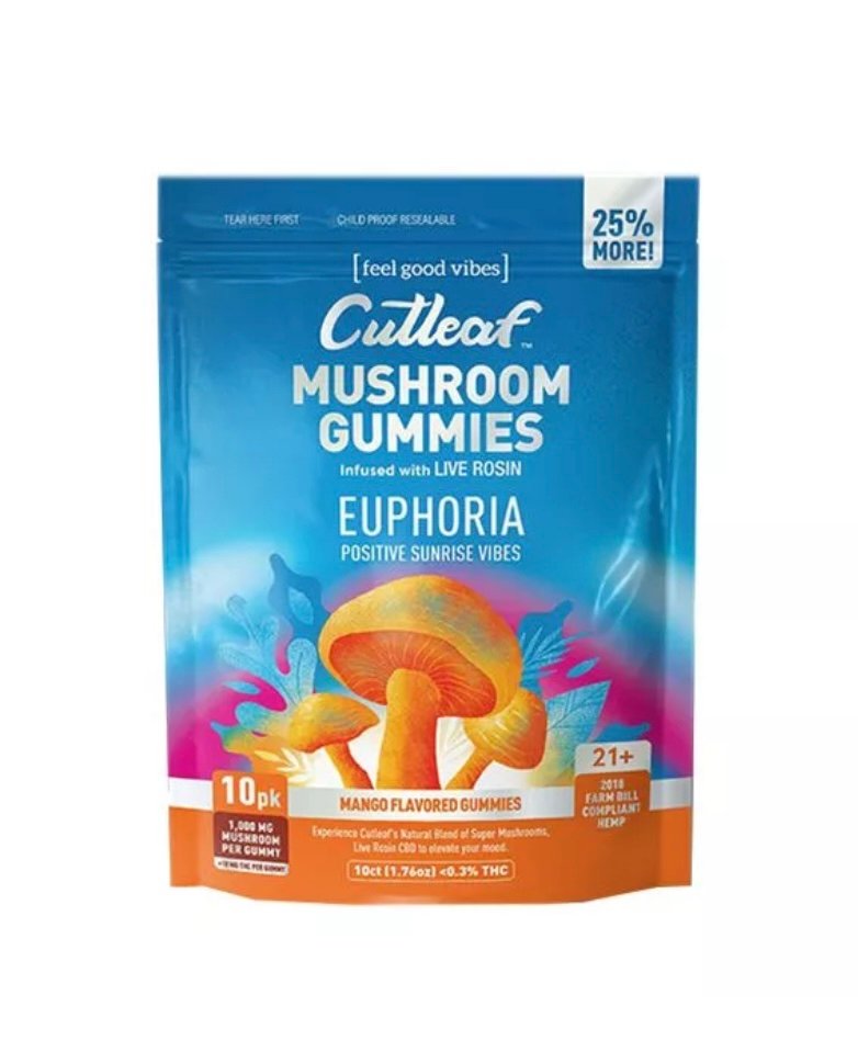CUTLEAF EUPHORIA LIVE ROSIN MUSHROOM GUMMIES 1000MG 10CT - Image 4