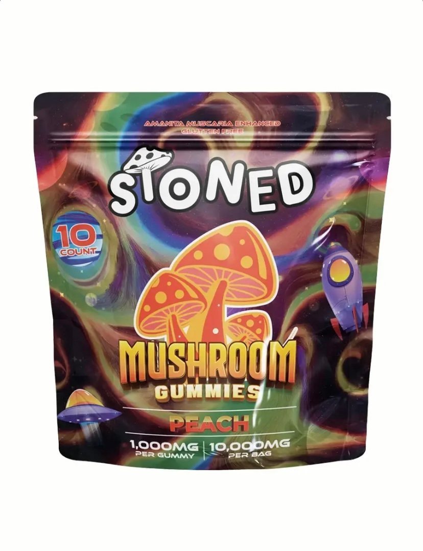 Peach STONED Amanita Muscaria Mushroom Gummies 10000MG 10CT