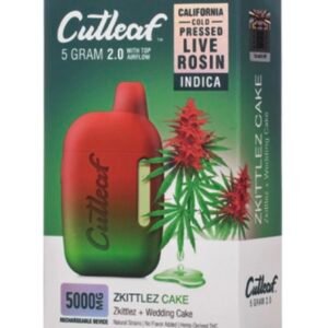 Zkittlez Cake Cutleaf 2.0 CBD THC Live Rosin Vape 5G